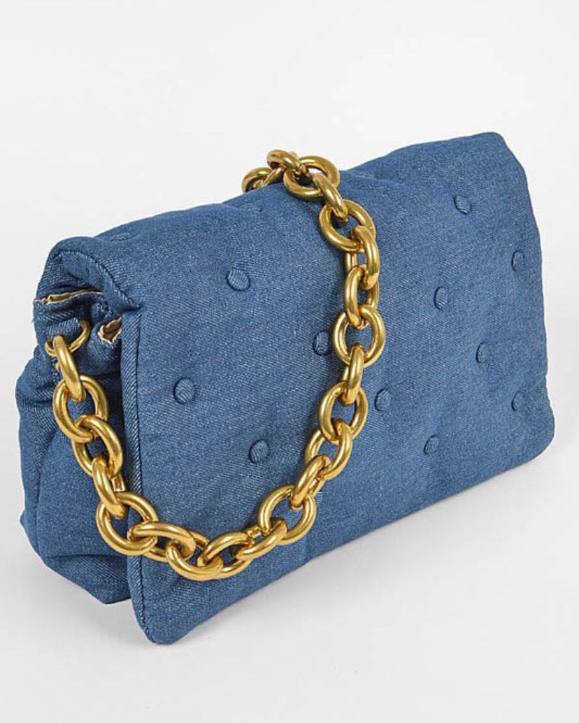 Denim Embossed Clutch