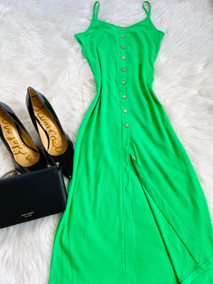 Green Rib Midi Dress