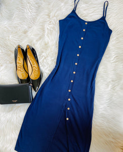 Navy Rib Midi Dress